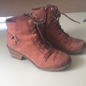 Teva red leather booties